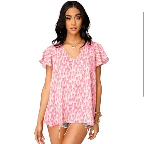 Buddy Love Tops - Buddy Love Avril V Neck Blouse Pink Lady NEW